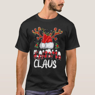 Grandma Buffalo Plaid Christmas Pajama Santa Famil T-Shirt