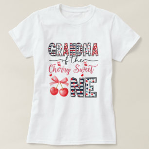 Grandma Cherry Sweet One Cute Birthday Family T-Shirt