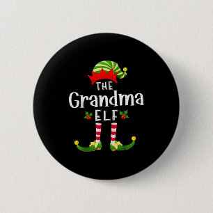 Grandma Christmas Elf Matching Pajama X-mas Party  2 Inch Round Button