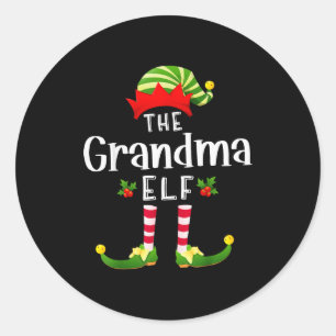 Grandma Christmas Elf Matching Pajama X-mas Party  Classic Round Sticker