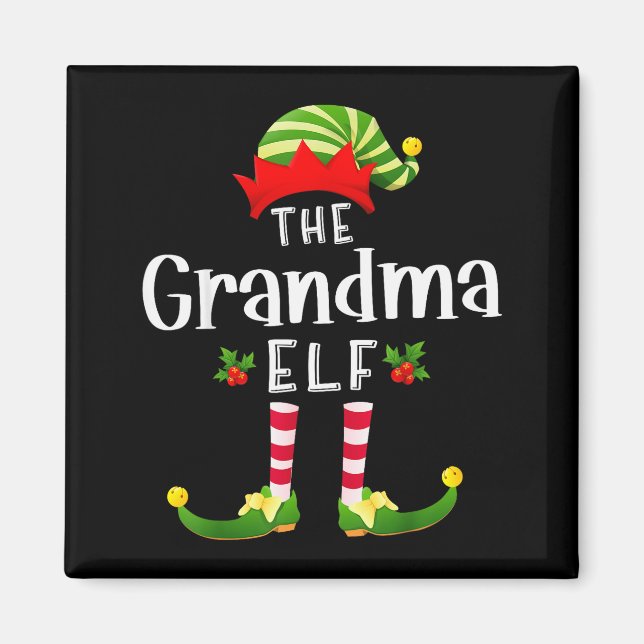 Grandma Christmas Elf Matching Pajama X-mas Party  Magnet (Front)