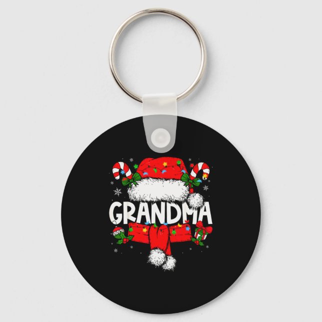 Grandma Christmas Pajama Santa Claus Family Matchi Keychain (Front)