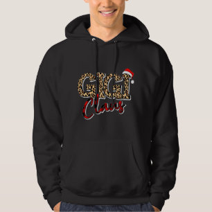 Grandma Christmas Santa Hat Gigi Claus Leopard Buf Hoodie