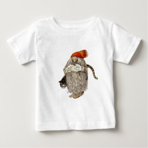 Grandma Christmas Tomten with Grey Cat Baby T-Shirt