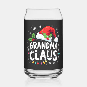 Grandma Claus Christmas Family Union Outfit Can Glass