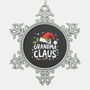 Grandma Claus Christmas Family Union Outfit Snowflake Pewter Christmas Ornament
