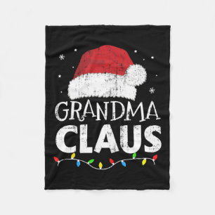 Grandma Claus Christmas Lights Matching Family Xma Fleece Blanket