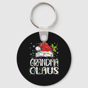 Grandma Claus Christmas Lights Pajama Family Match Keychain