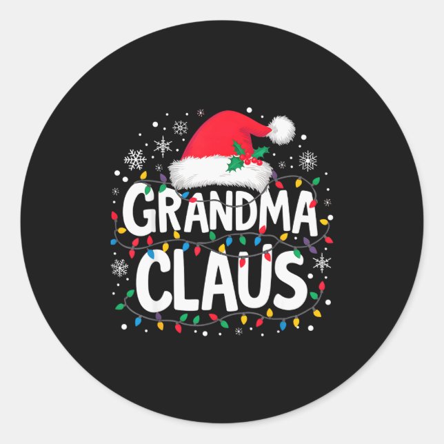 Grandma Claus Christmas Lights Santa Family Matchi Classic Round Sticker (Front)