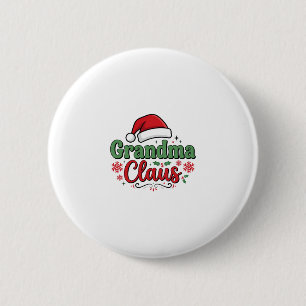 Grandma Claus Christmas Santa Hat 2 Inch Round Button