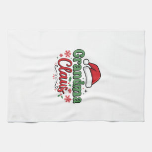 Grandma Claus Christmas Santa Hat Kitchen Towel