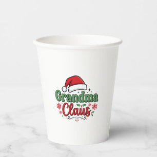 Grandma Claus Christmas Santa Hat Paper Cups