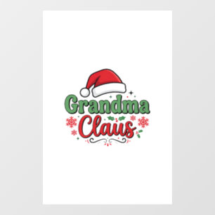 Grandma Claus Christmas Santa Hat Window Cling