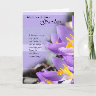 Grandma crocus violet carte d'anniversaire