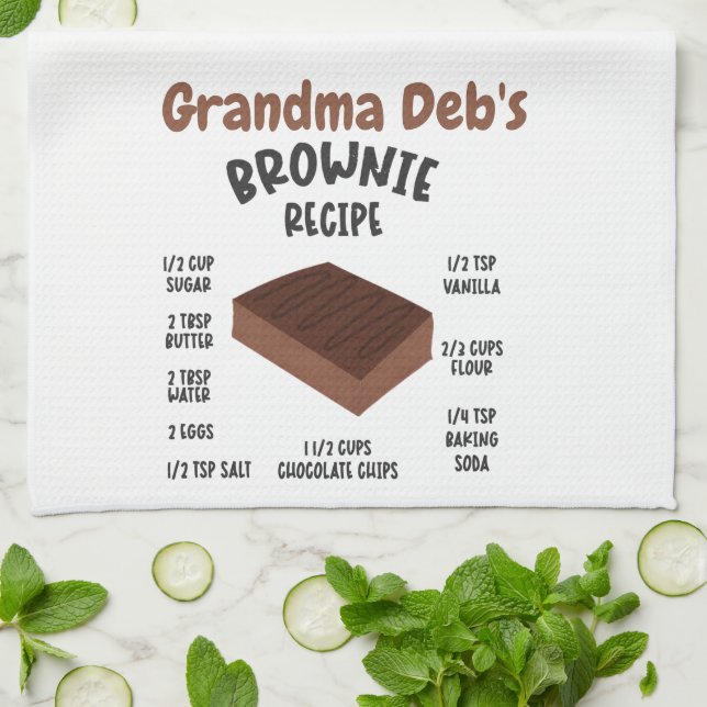 Grandma Deb's Brownie Recipe Kitchen Towel (Folded)