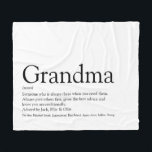 Grandma Definition Black and White Modern Fun Fleece Blanket<br><div class="desc">Personalise for your Grandma,  Granny,  Nana or Nan to create a unique gift. This elegant blanket is a perfect way to show her how amazing she is every day. You can even customise the background to their favourite color. Designed by Thisisnotme©</div>