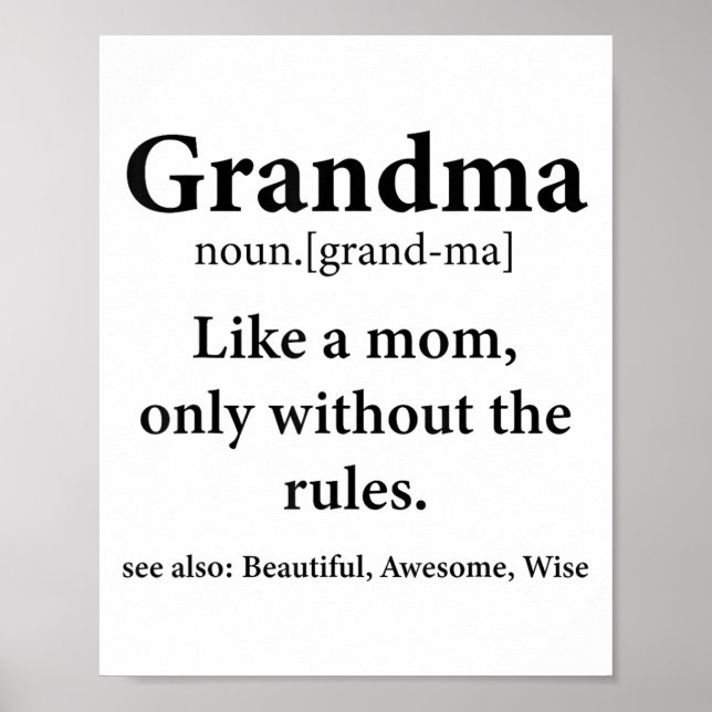 Grandma Definition Like Mom Without Rules Funny Gr Poster (Front)