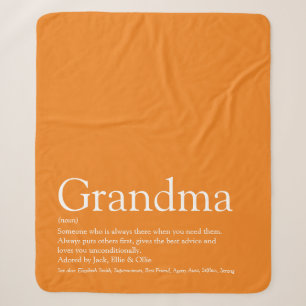 Grandma Definition Orange Modern Fun Sherpa Blanket