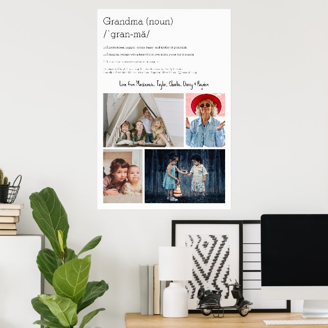 Grandma Definition Personalized 4 photo collage Poster (Home Office)