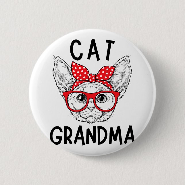 Grandma Devon Rex Cat Lovers Cat Nana Mother's Day 2 Inch Round Button (Front)