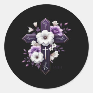 Grandma Easter Cross God Religious Faith Based Clo Classic Round Sticker