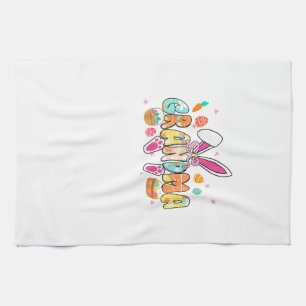 Grandma Easter Grandma Coquette Bunny Ears Eggs Ba Kitchen Towel