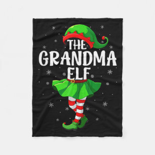 Grandma Elf Christmas Girls Women Elf Squad Xmas F Fleece Blanket