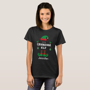Grandma elf family matching christmas outfit name  T-Shirt