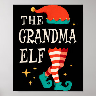 Grandma Elf Family Matching Group Christmas Grandm Poster