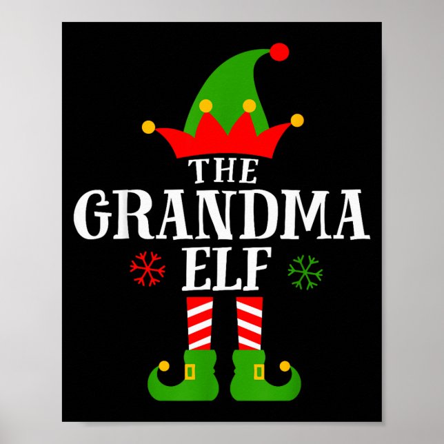 Grandma Elf Funny Matching Family Christmas Pajama Poster (Front)