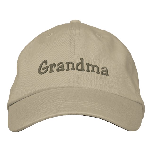Grandma Embroidered Baseball Cap Hat - Khaki (Front)