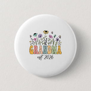 Grandma Est. 2026 Wildflower Promoted To Grandma 2 Inch Round Button