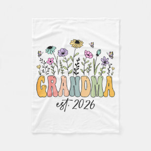 Grandma Est. 2026 Wildflower Promoted To Grandma  Fleece Blanket