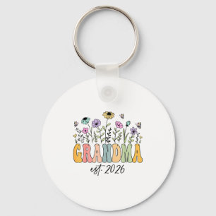 Grandma Est. 2026 Wildflower Promoted To Grandma  Keychain