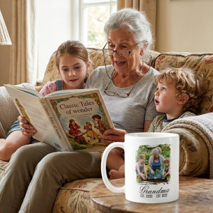 Grandma Est black elegant script custom photo Coffee Mug