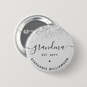 Grandma Est Glitter Confetti Custom Grandma Gifts 2 Inch Round Button