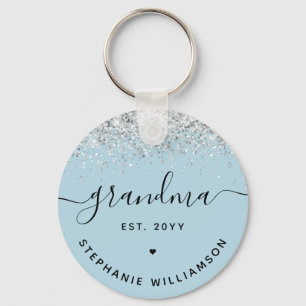 Grandma Est Glitter Confetti Custom Grandma Gifts Keychain