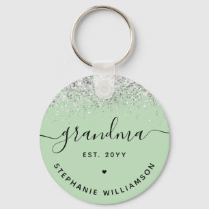 Grandma Est Glitter Confetti Custom Grandma Gifts Keychain