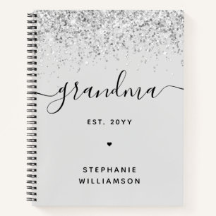 Grandma Est Glitter Confetti Custom Grandma Gifts Notebook
