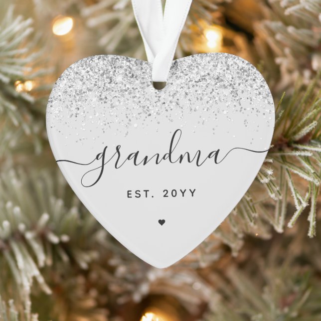 Grandma Est Glitter Confetti Custom Grandma Gifts Ornament (Tree)