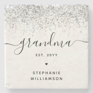 Grandma Est Glitter Confetti Custom Grandma Gifts Stone Coaster