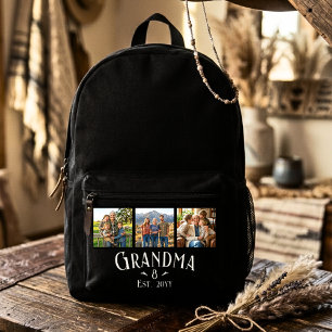 Grandma Est Year Custom Name Number Grands 3 Photo Printed Backpack