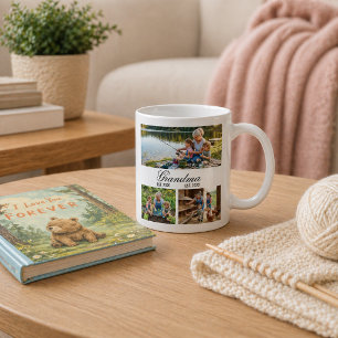 Grandma Est Year Elegant White Script 3-Photo Coffee Mug