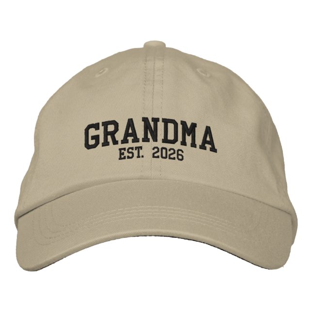 Grandma Est. Year Embroidered Baseball Hat (Front)