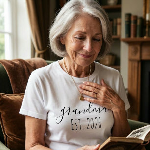 Grandma Est Year Minimalist Elegant Script Design T-Shirt
