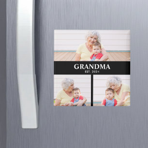 Grandma Established 3 Photo Grandparent's Day Magnet