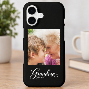 Grandma Established Black Elegant Script Photo