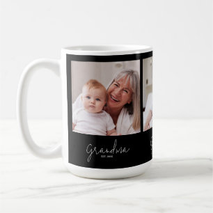 Grandma Established Bold Black 3 Photo Coffee Mug