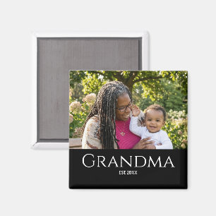 Grandma Established Classic Caps Photo Gift Magnet