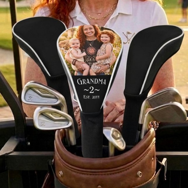 Grandma Established Custom Name Year Photo Black Golf Head Cover (Creator Uploaded)